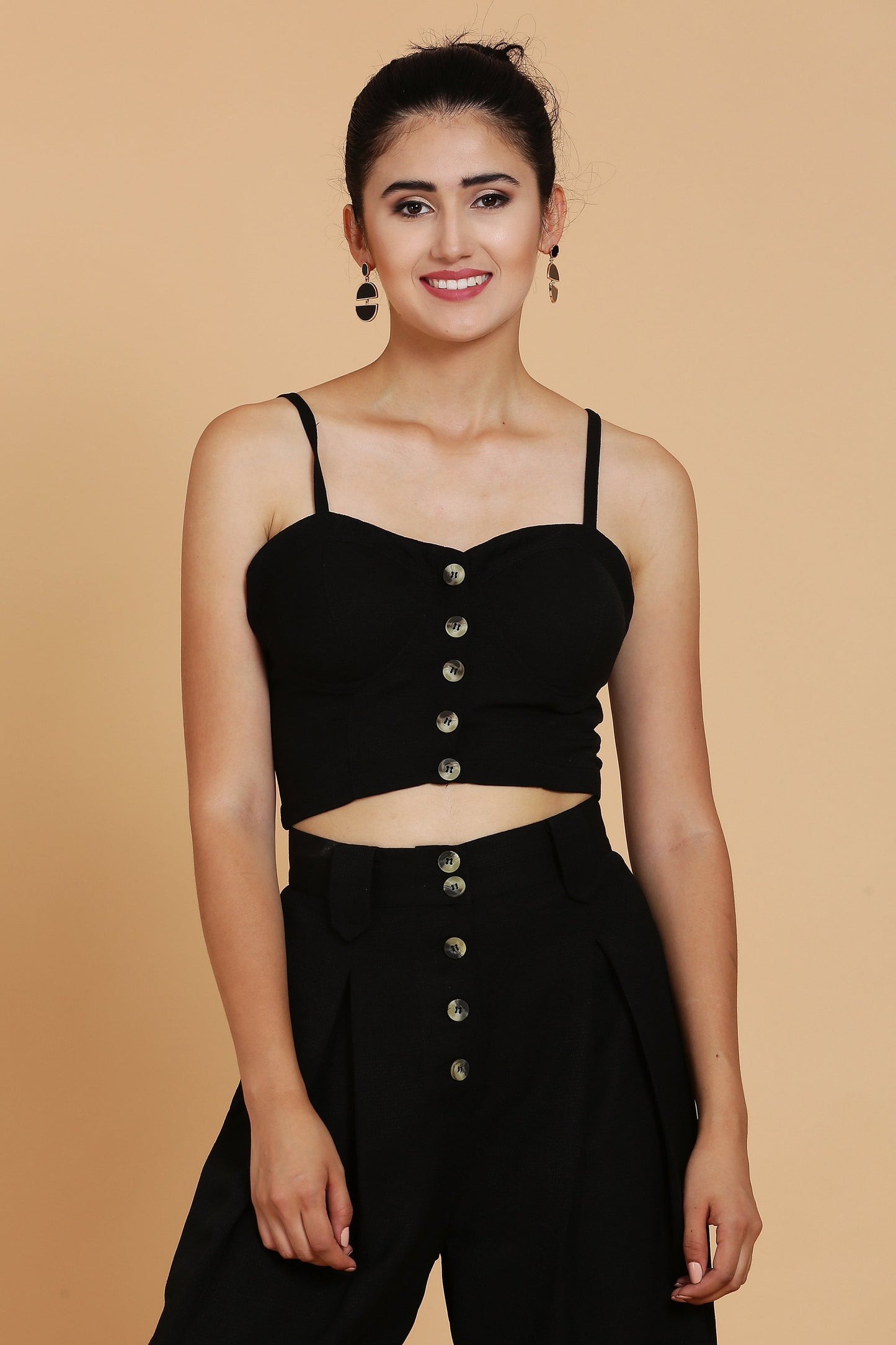 Black Bustier Crop Top For Women- sewandyou.com