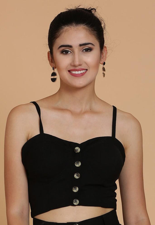 Black Bustier Crop Top - sewandyou.com