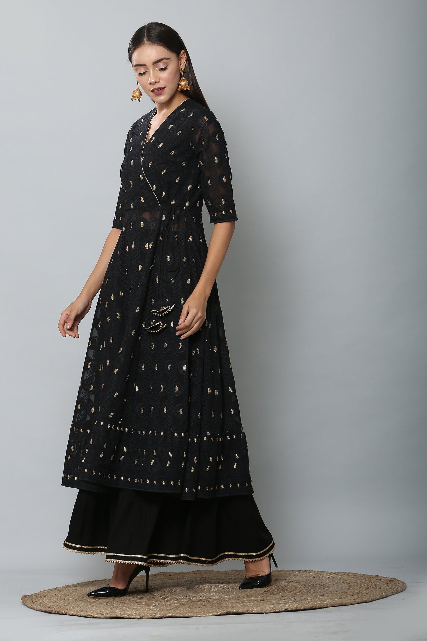 Black and Gold Chikankari Kurta Set