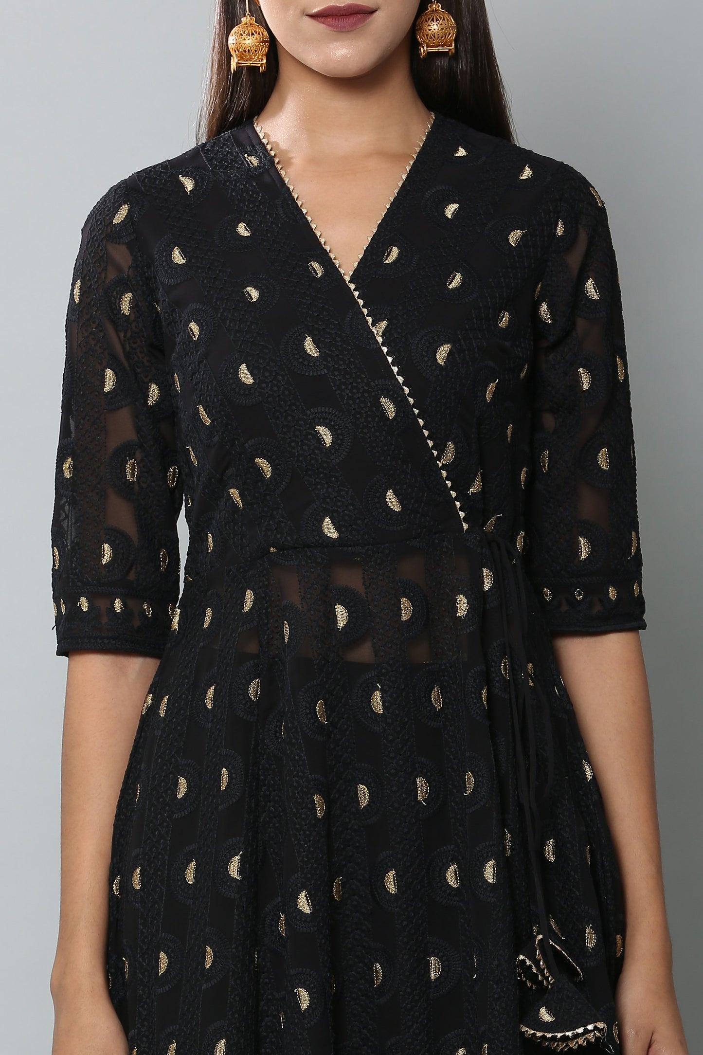 Black and Gold Chikankari Kurta Set