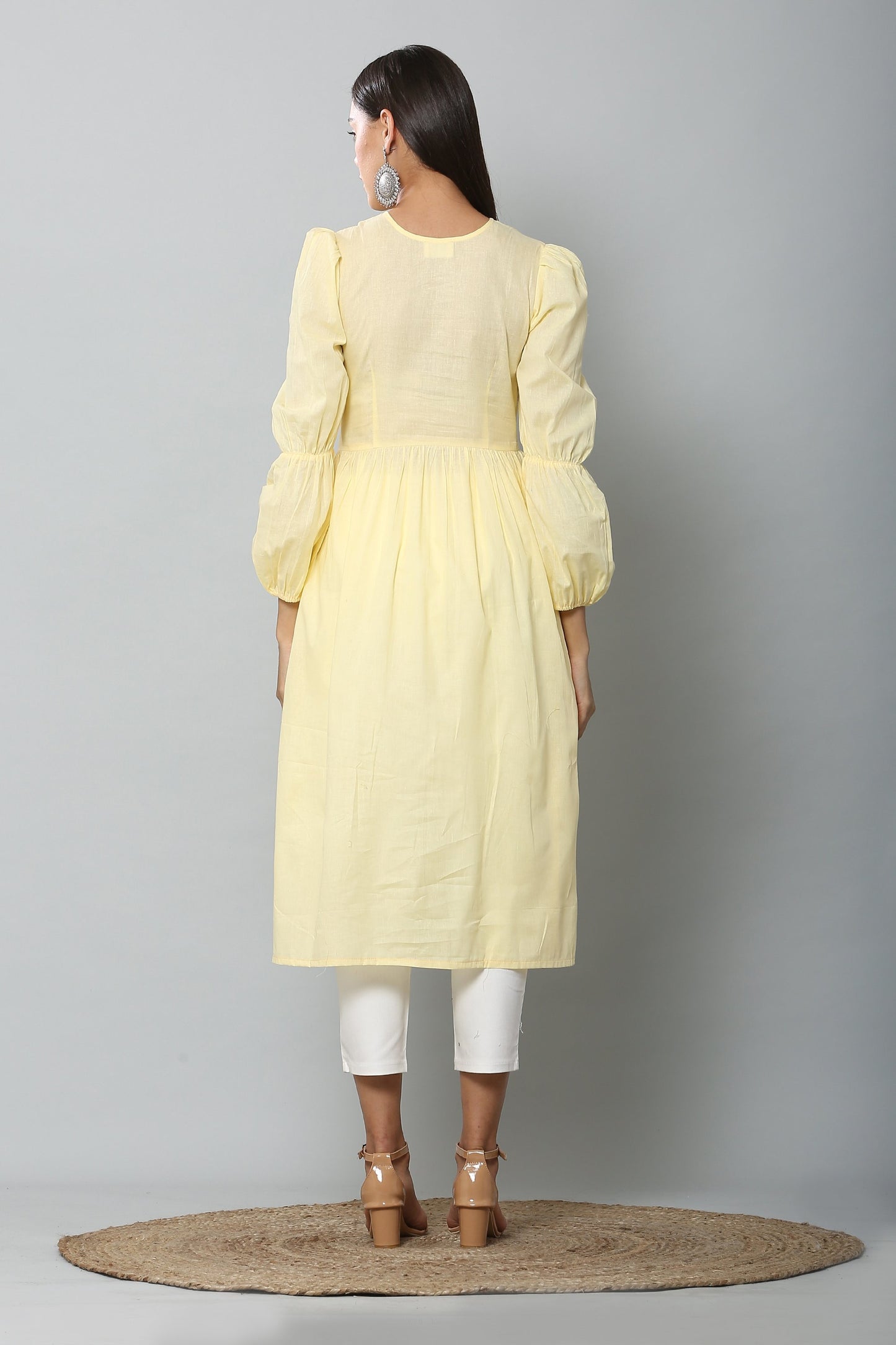 Lemon Embroidered Kurta