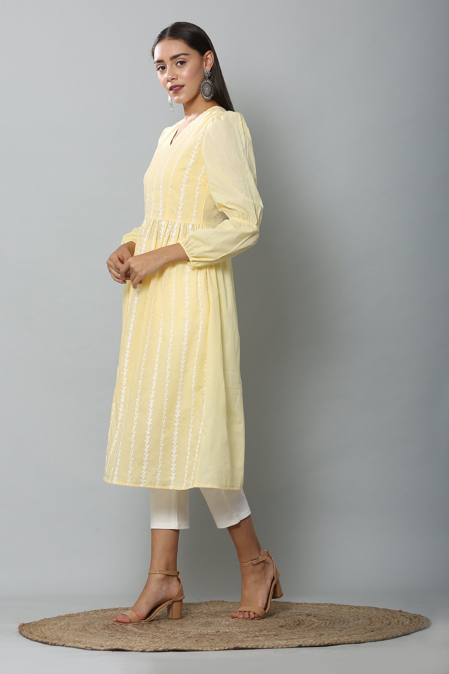 Lemon Embroidered Kurta