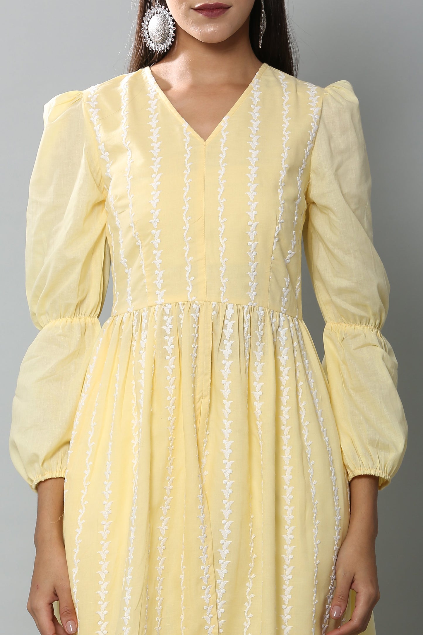 Lemon Embroidered Kurta