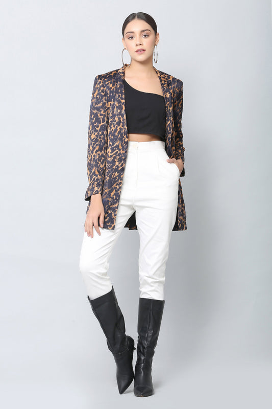 Animal Print Longline Blazer