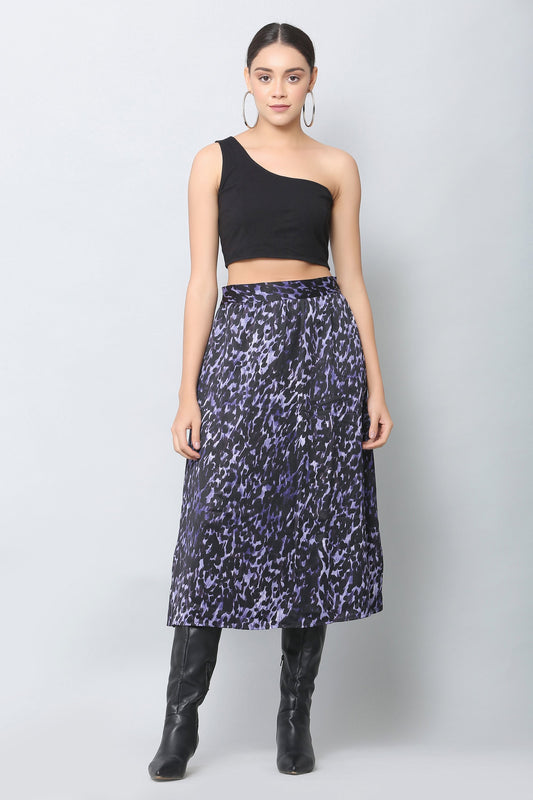 Electric Blue Print Midi Skirt