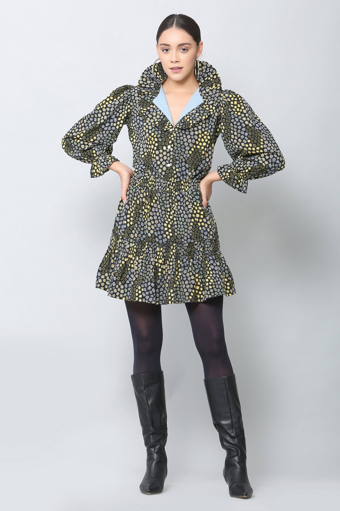 Victorian Collar Top and Ruffle Short Skirt Co-ord Set