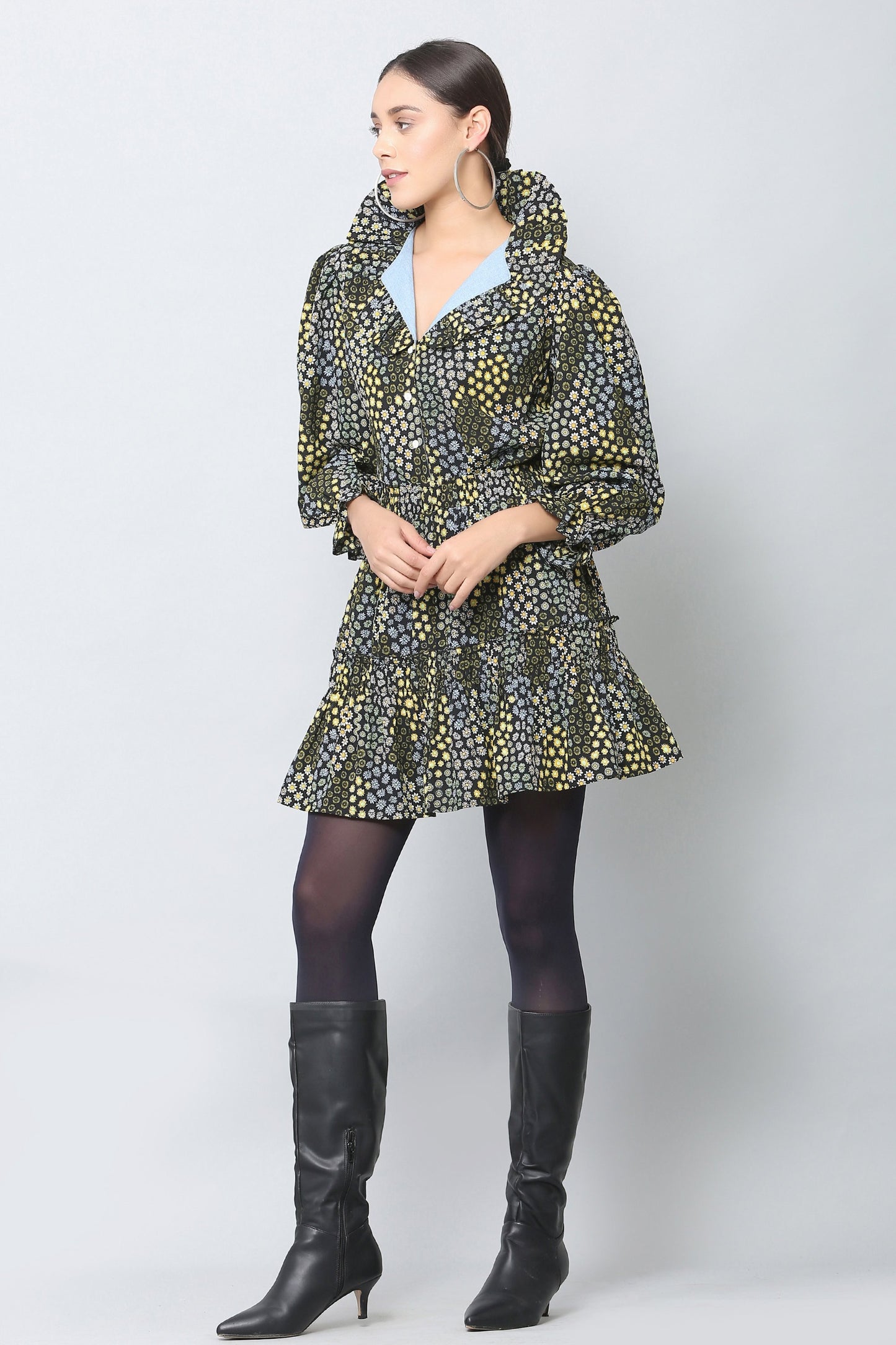 Victorian Collar Top and Ruffle Short Skirt Co-ord Set