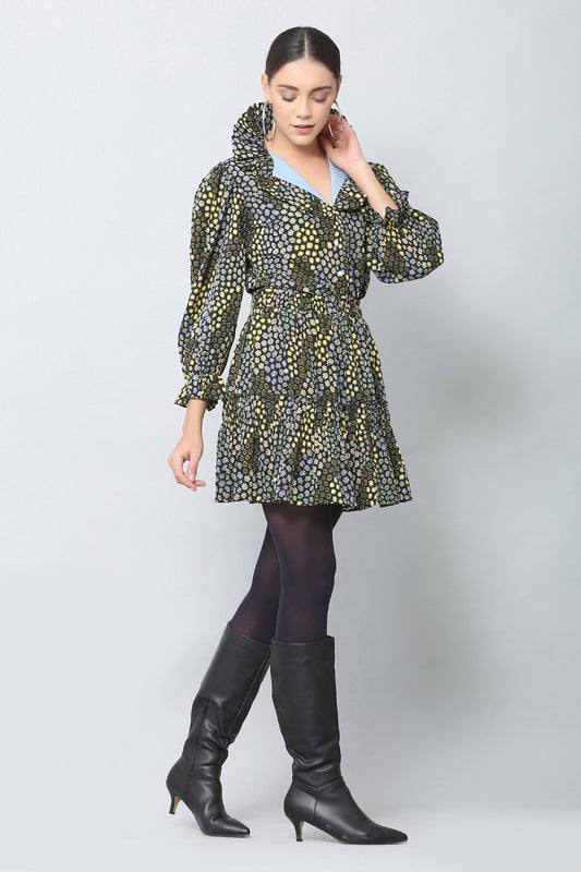 Victorian Collar Top and Ruffle Short Skirt Co-ord Set