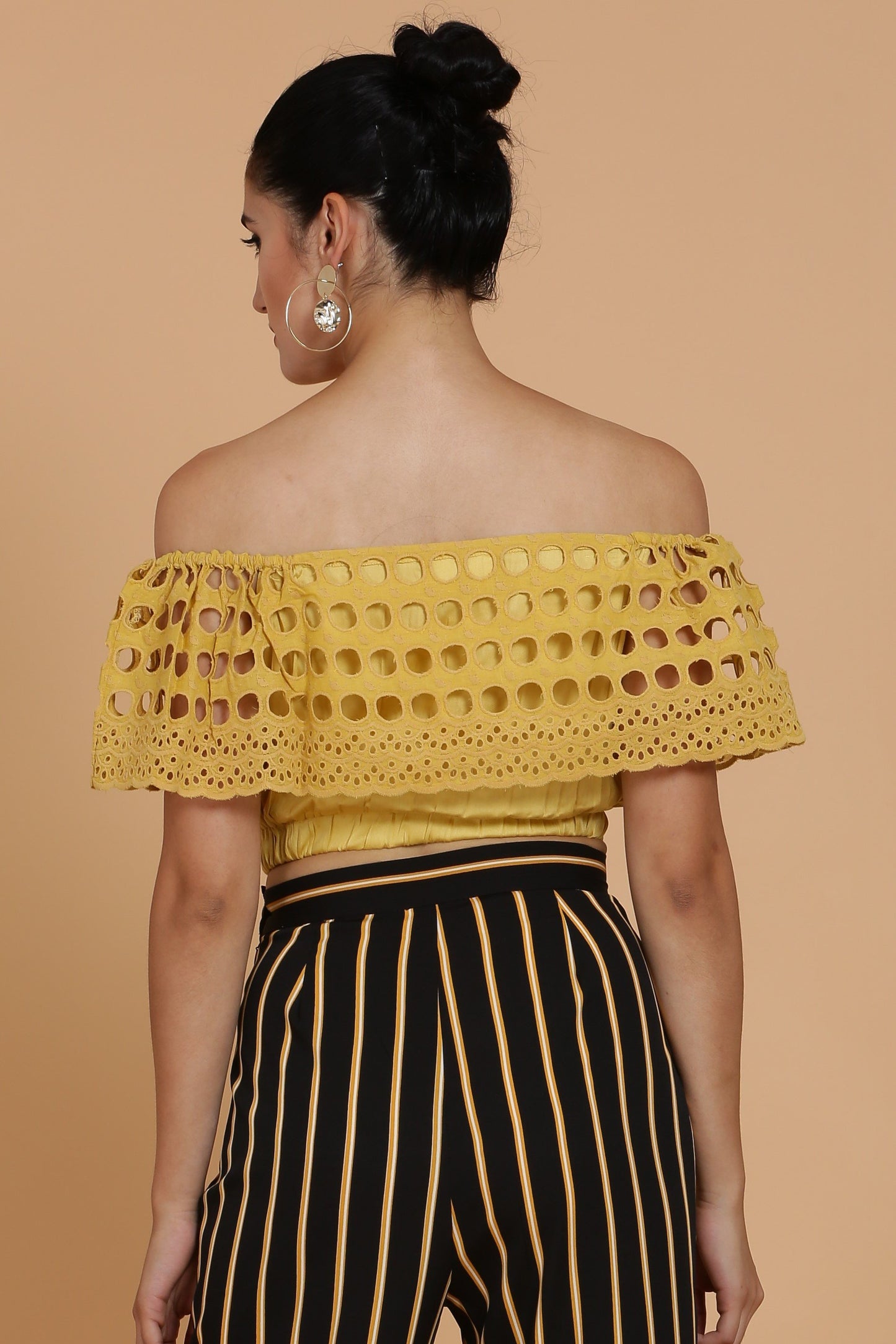 Mustard Embroidered Crop Top