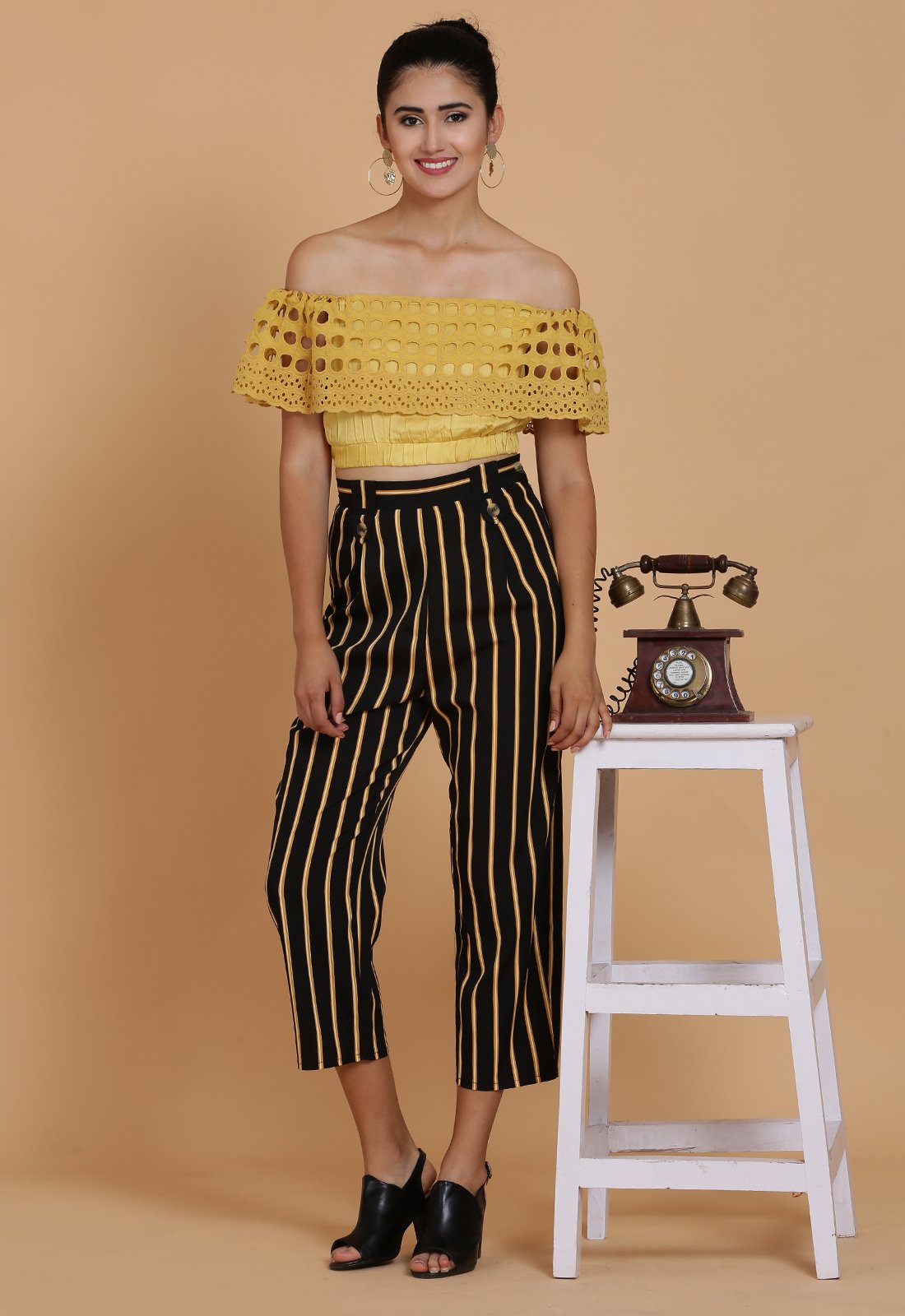Mustard Embroidered Crop Top