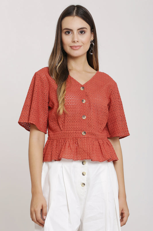 Rust Cotton Crop Top