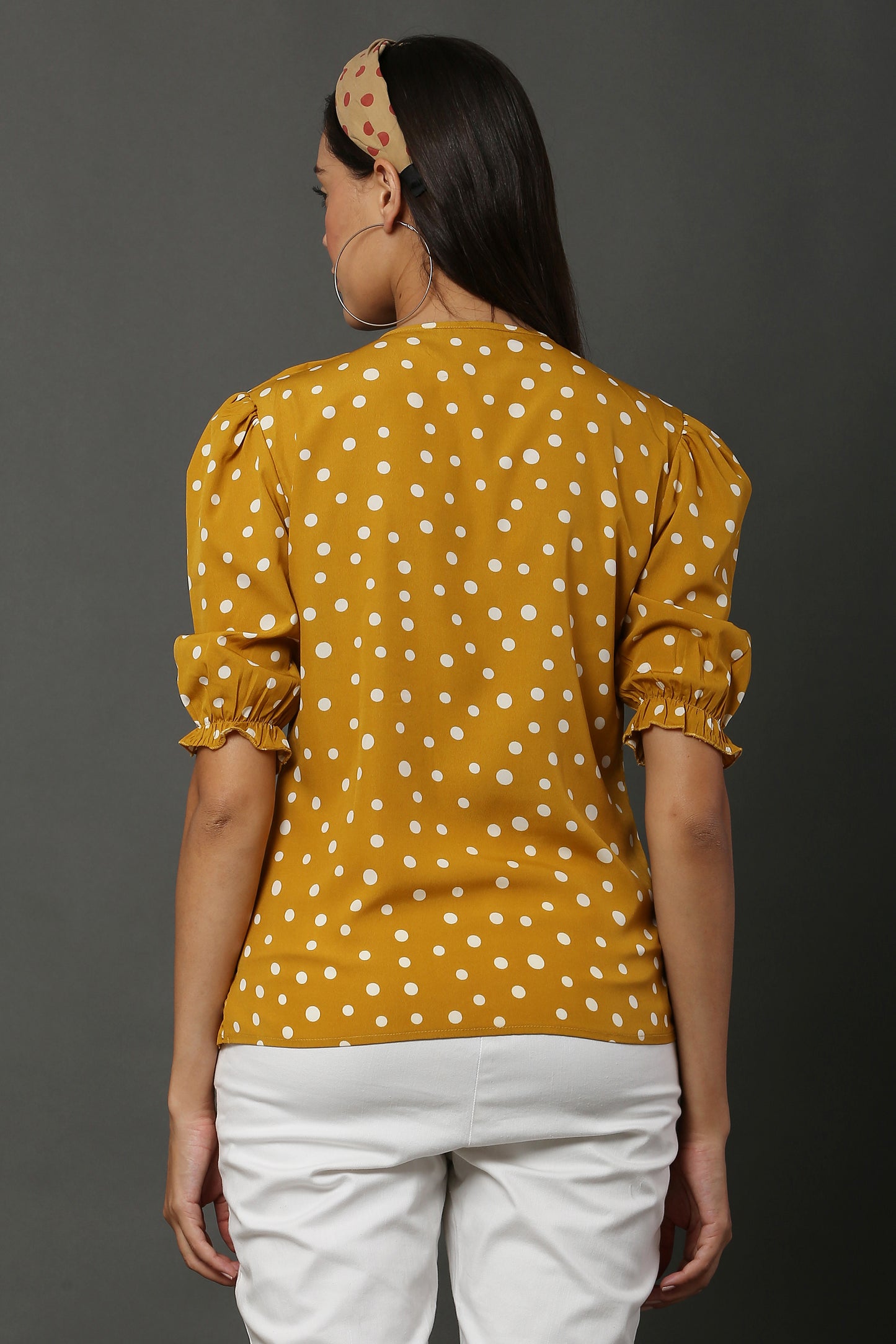 Mustard Polka Retro Top