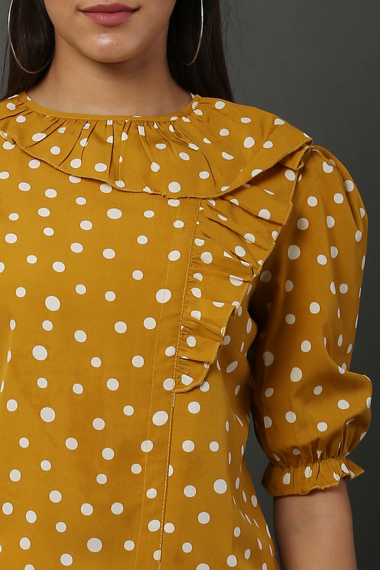 Mustard Polka Retro Top