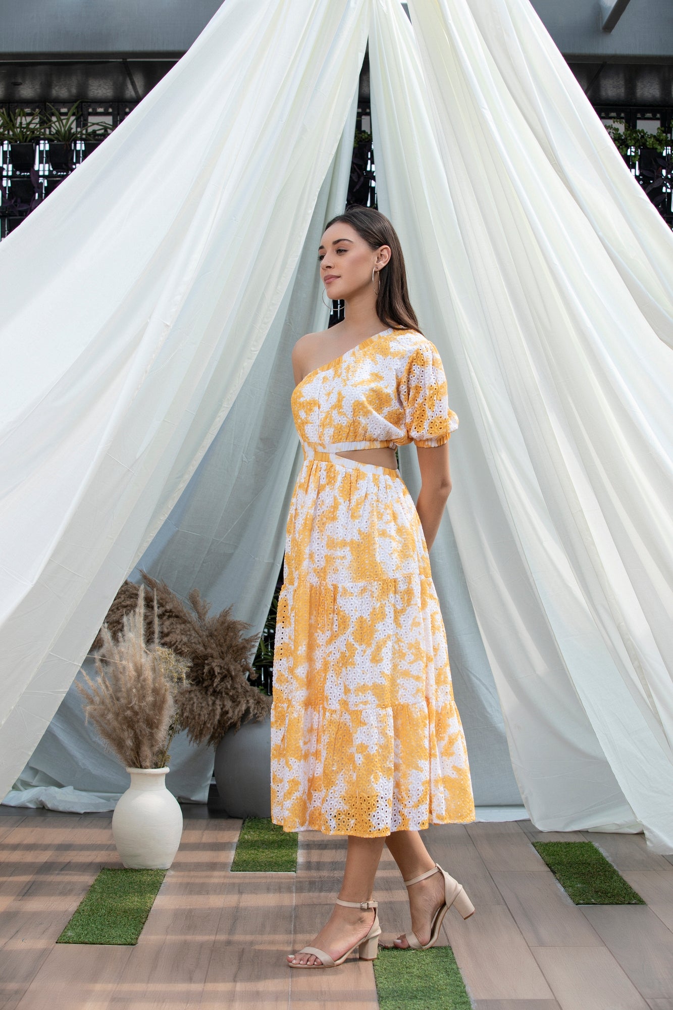 Sunshine Tie-Dye Schiffli Midi Dress