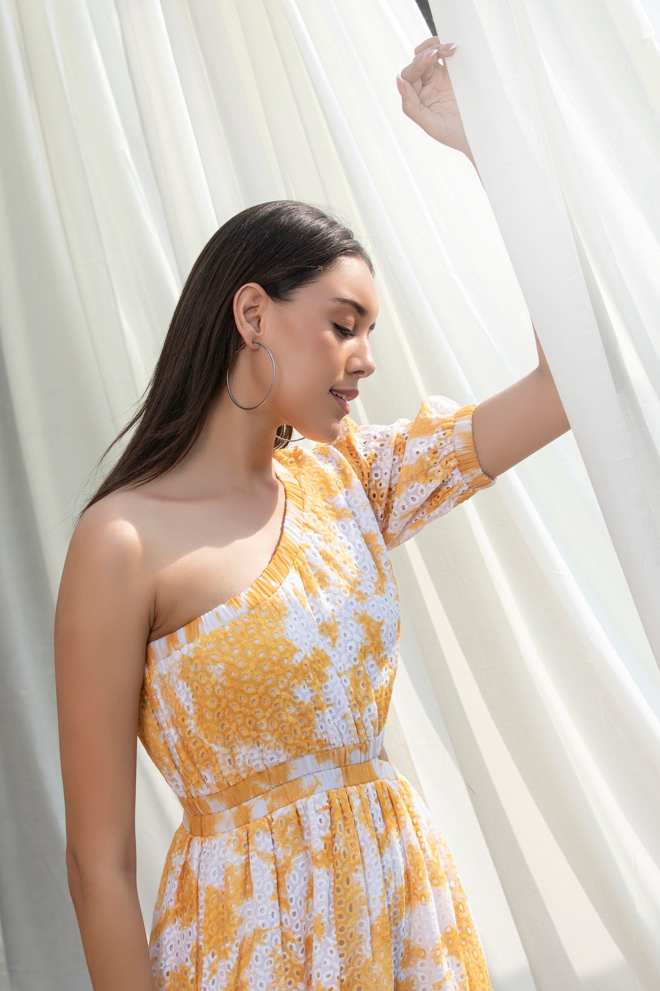 Sunshine Tie-Dye Schiffli Midi Dress