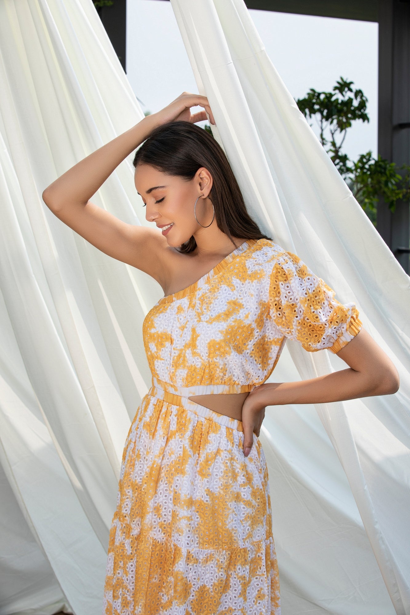 Sunshine Tie-Dye Schiffli Midi Dress