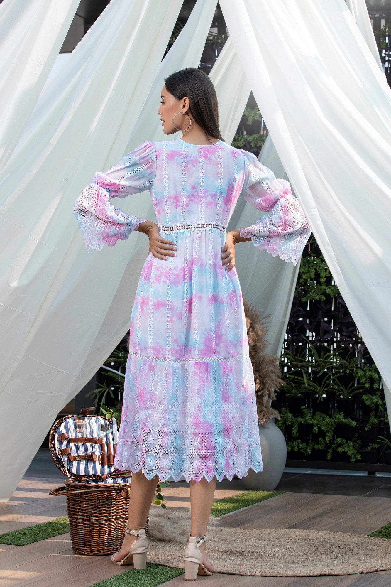 Rainbow Tie-Dye Schiffli Dress