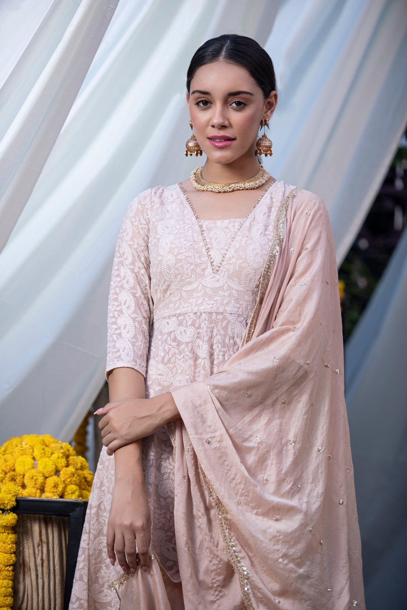 Caramel Lucknowi Chikankari Suit Set