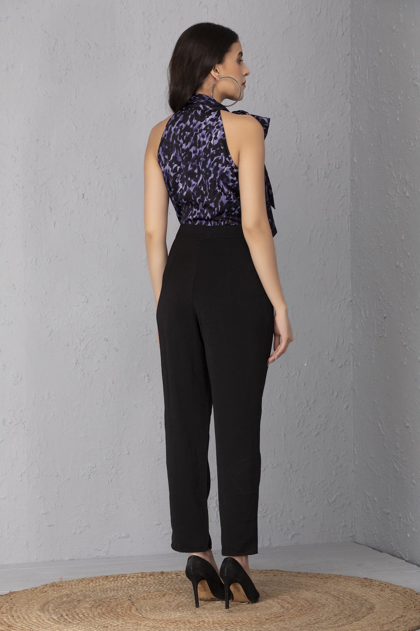 Midnight Blue Bow Neck Jumpsuit