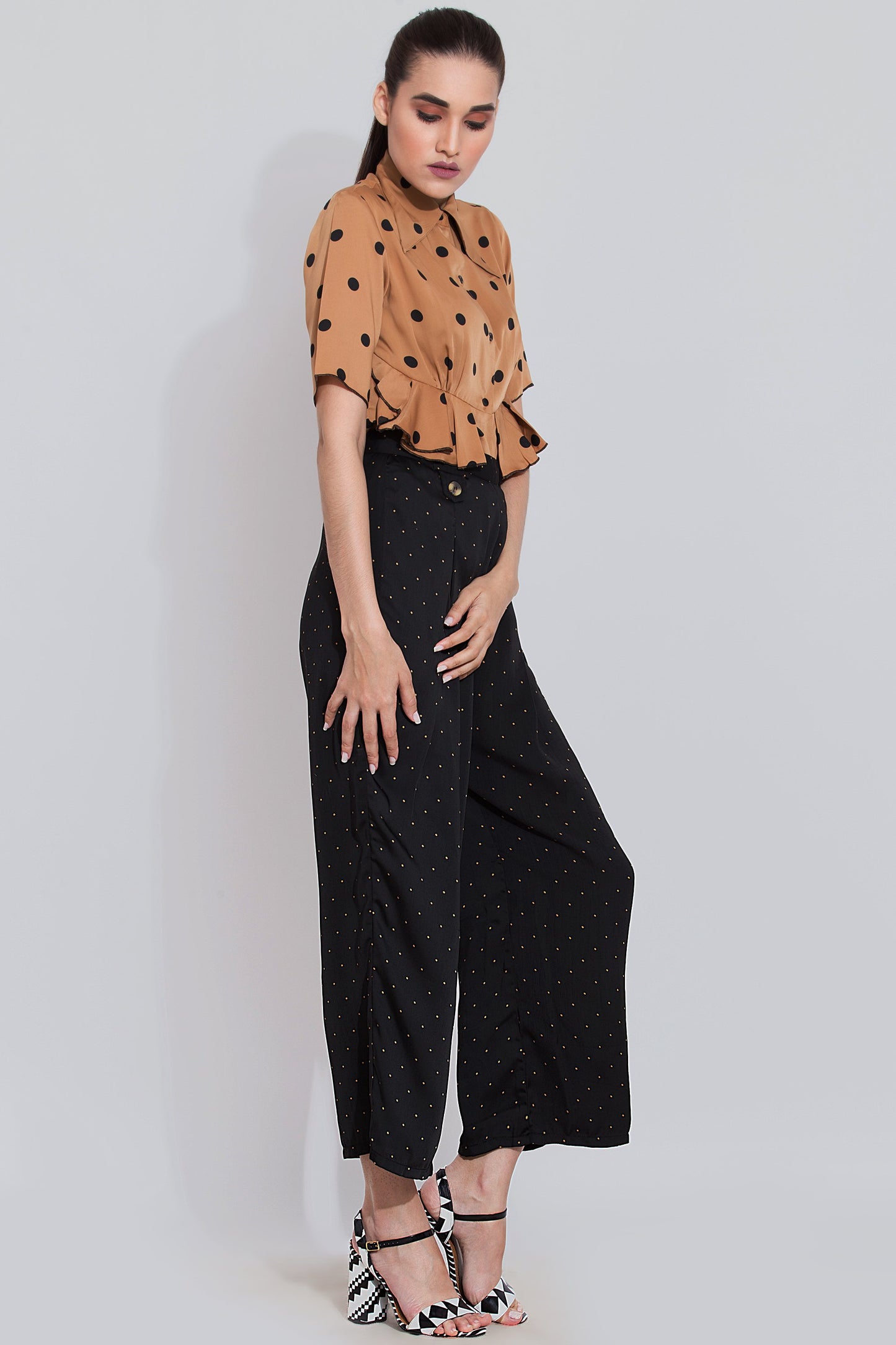 Cinnamon Blouse and Black pants co-ord set
