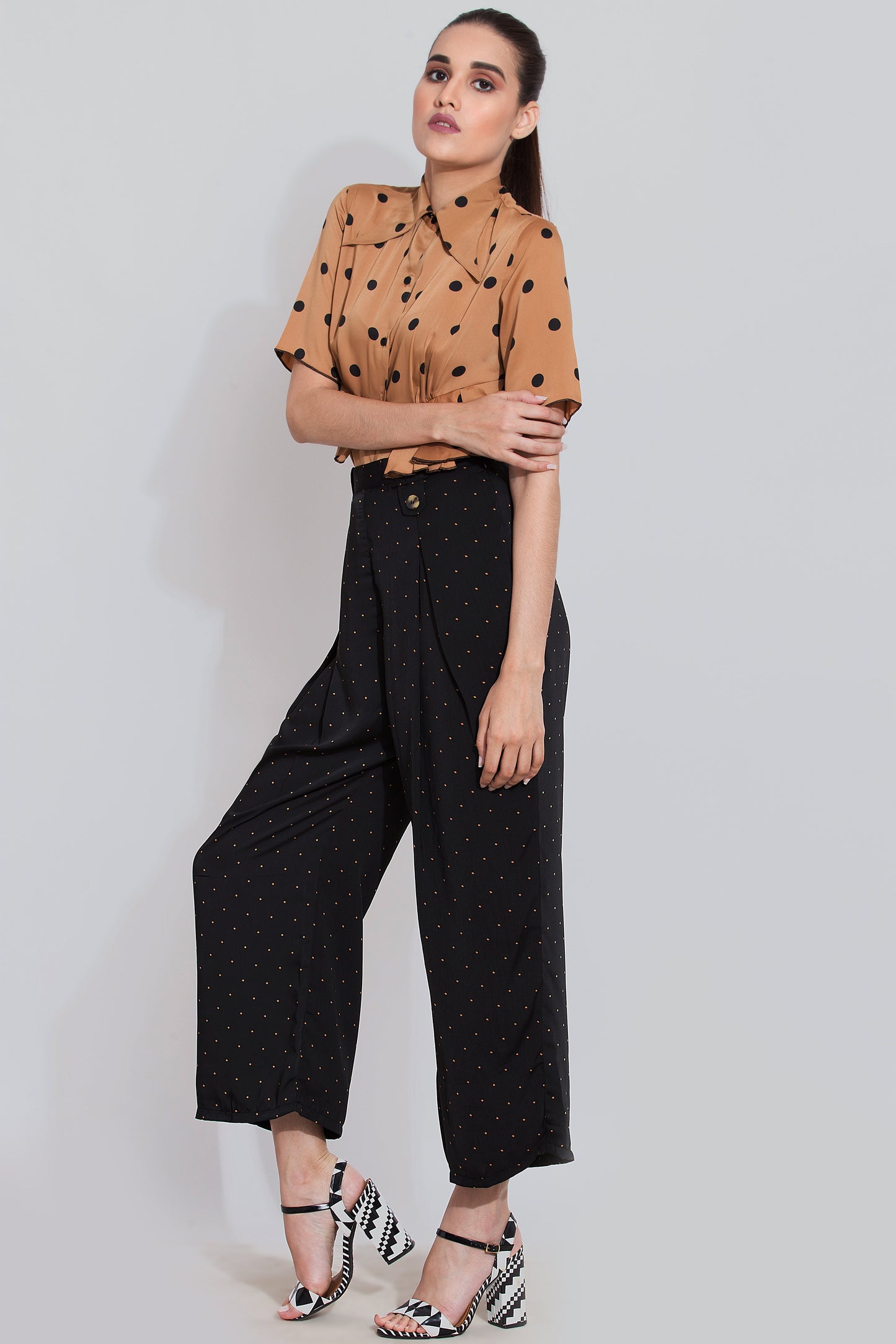 Cinnamon Blouse and Black pants co-ord set