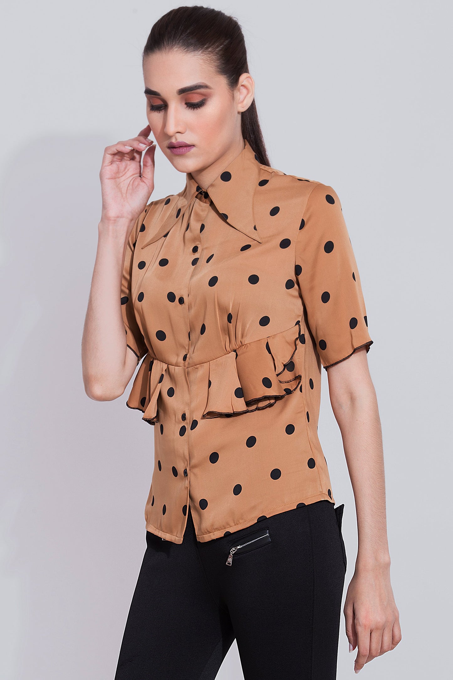 Cinnamon polka blouse