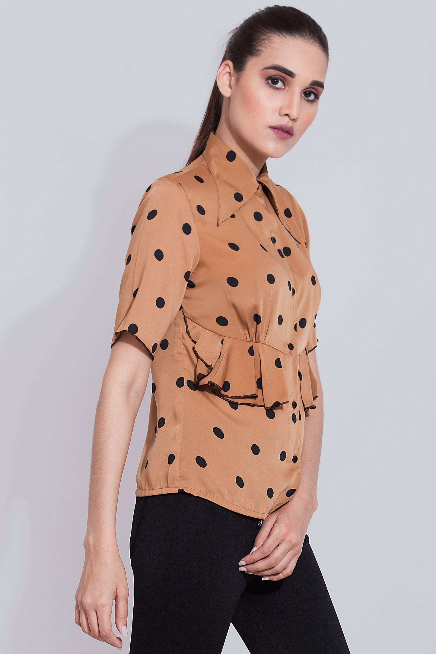 Cinnamon polka blouse