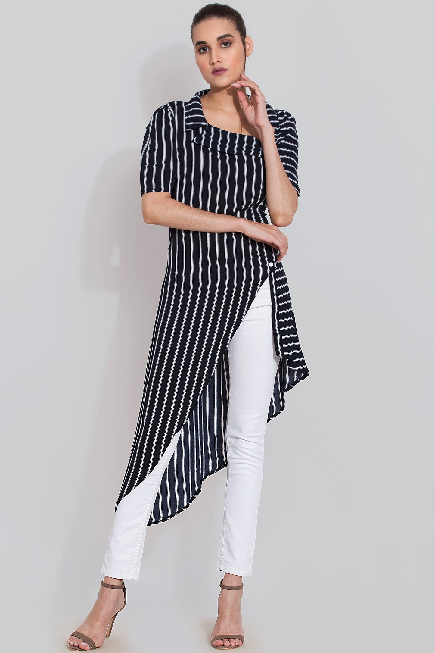 Navy stripes maxi top