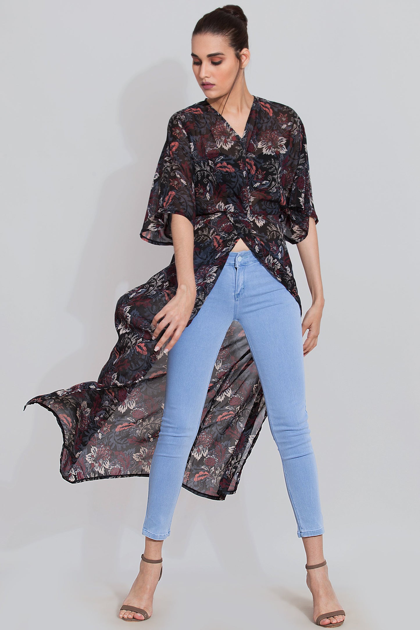 Black printed maxi top