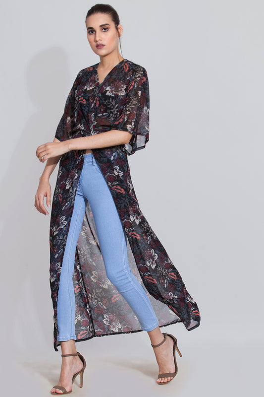 Black printed maxi top