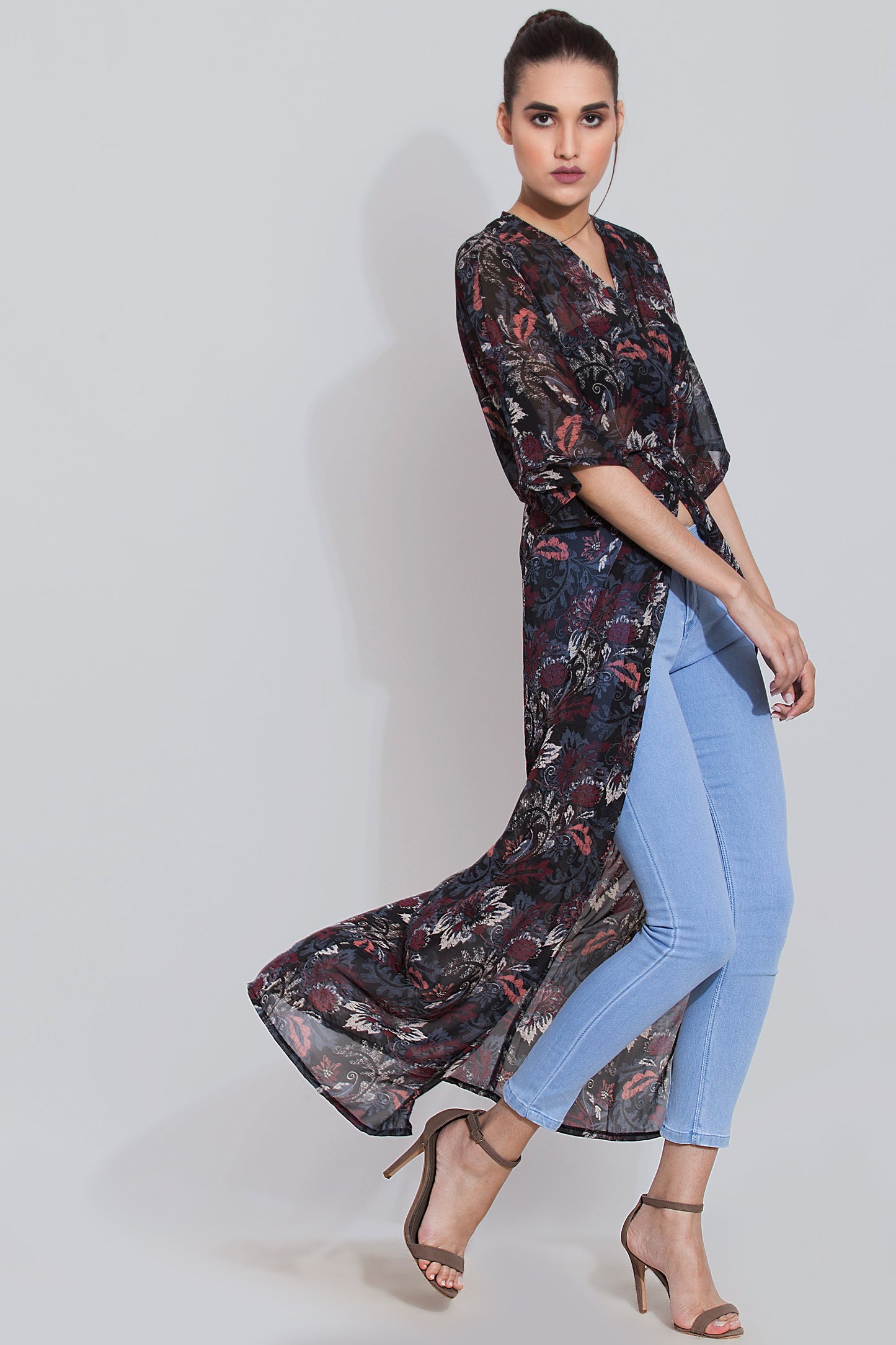 Black printed maxi top