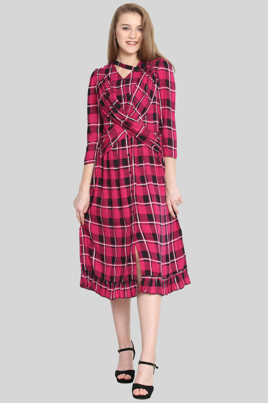 Slant Choker neck midi dress