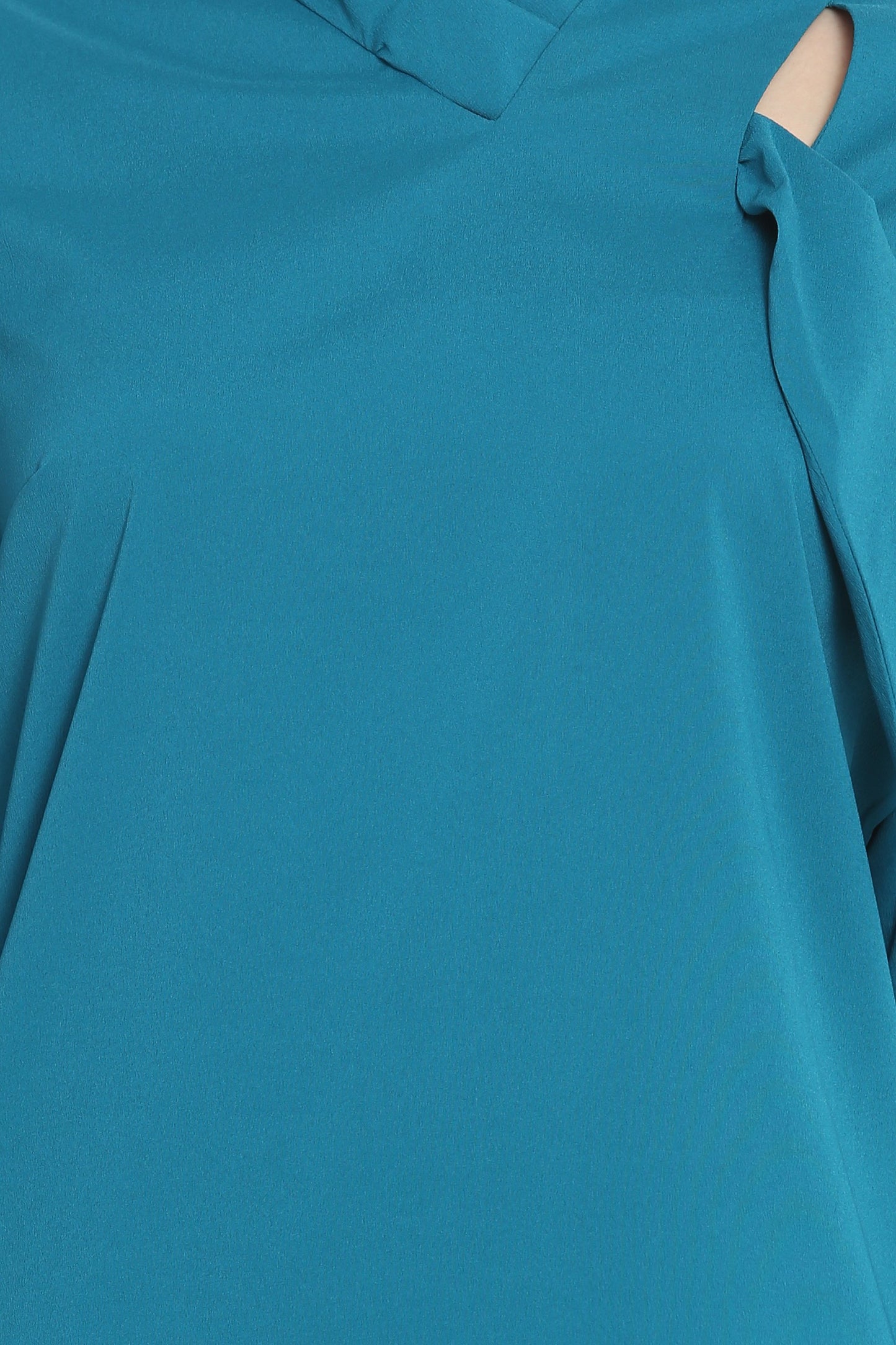 Teal tie Top with mesh sleeves