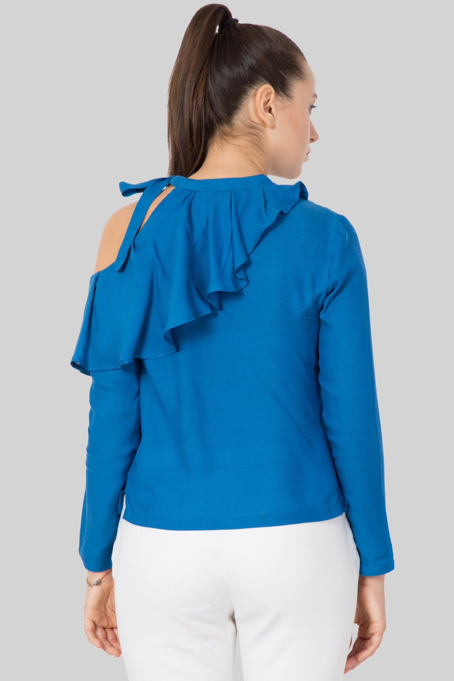 Cold Shoulder Ocean Blue Top - sewandyou.com