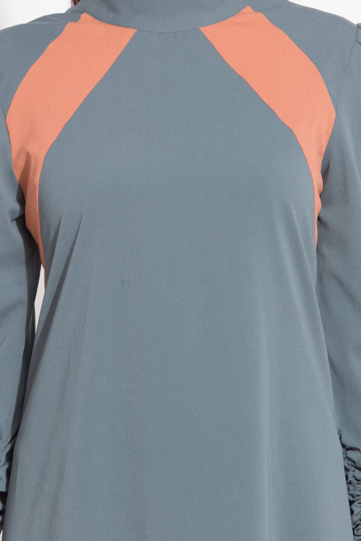 Grey Panelled Yoke Short Dress