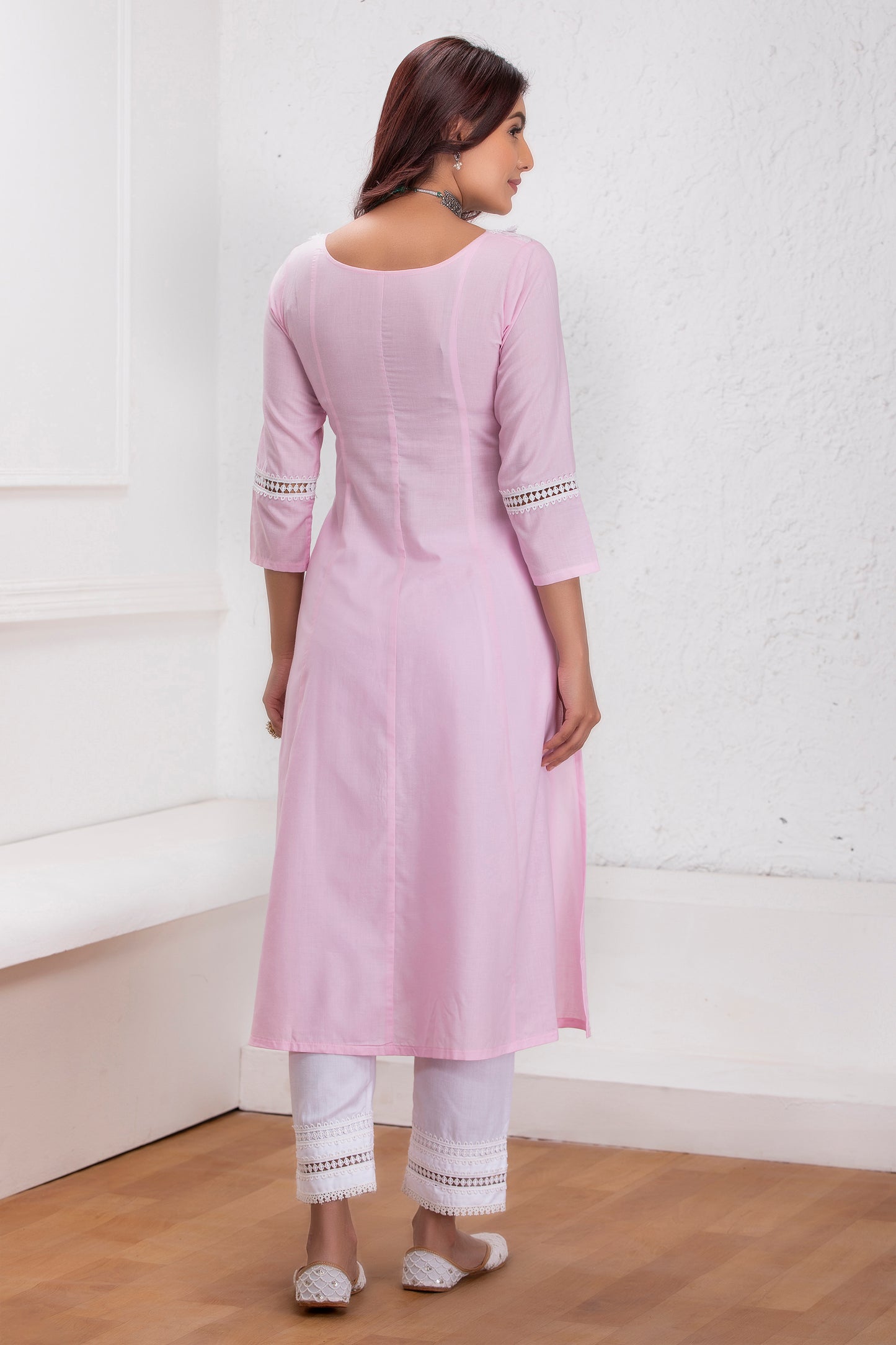 Pink Lucknowi Chikankari Kurta Set