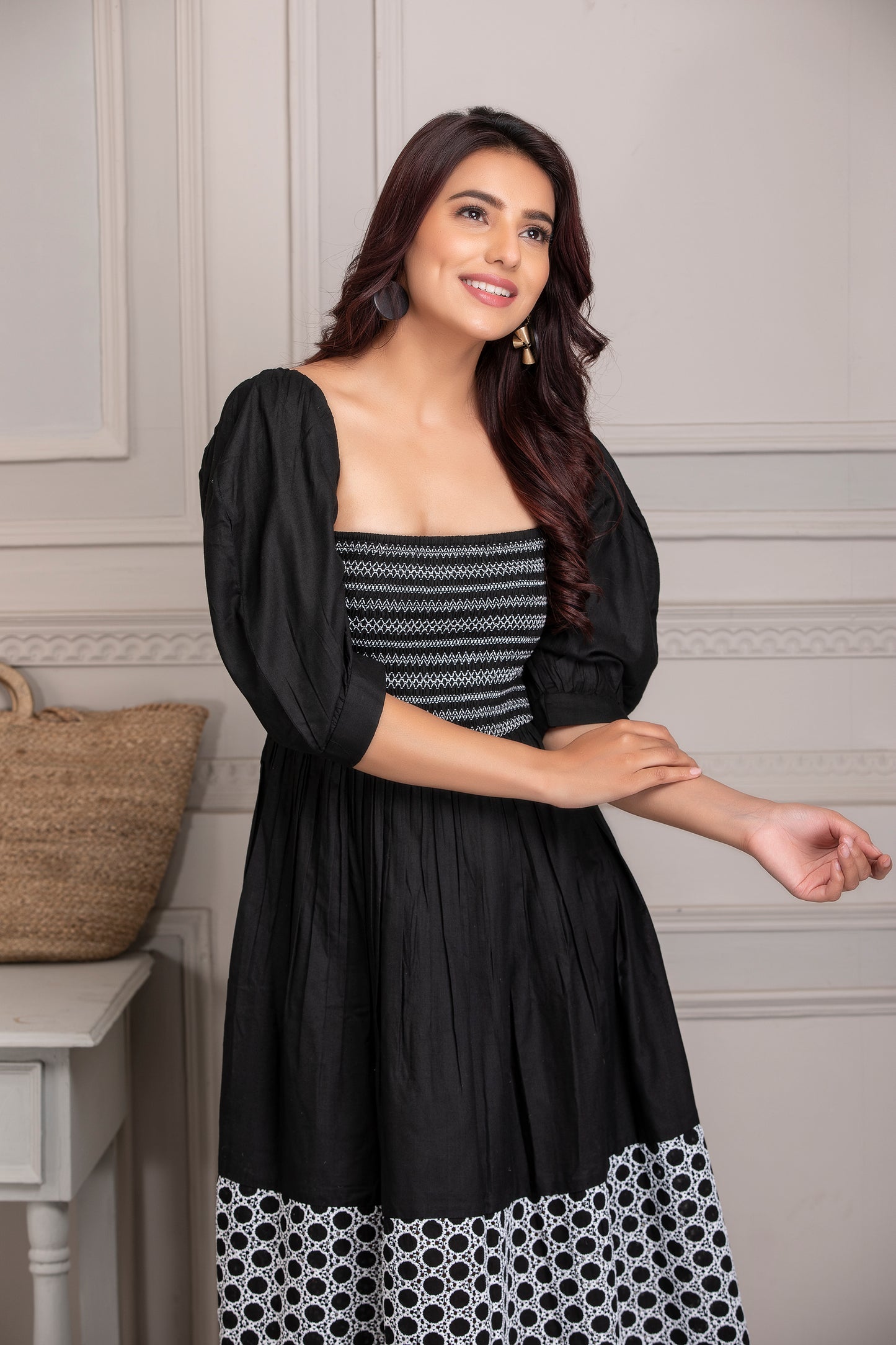 Black and White Tiered Maxi Dress