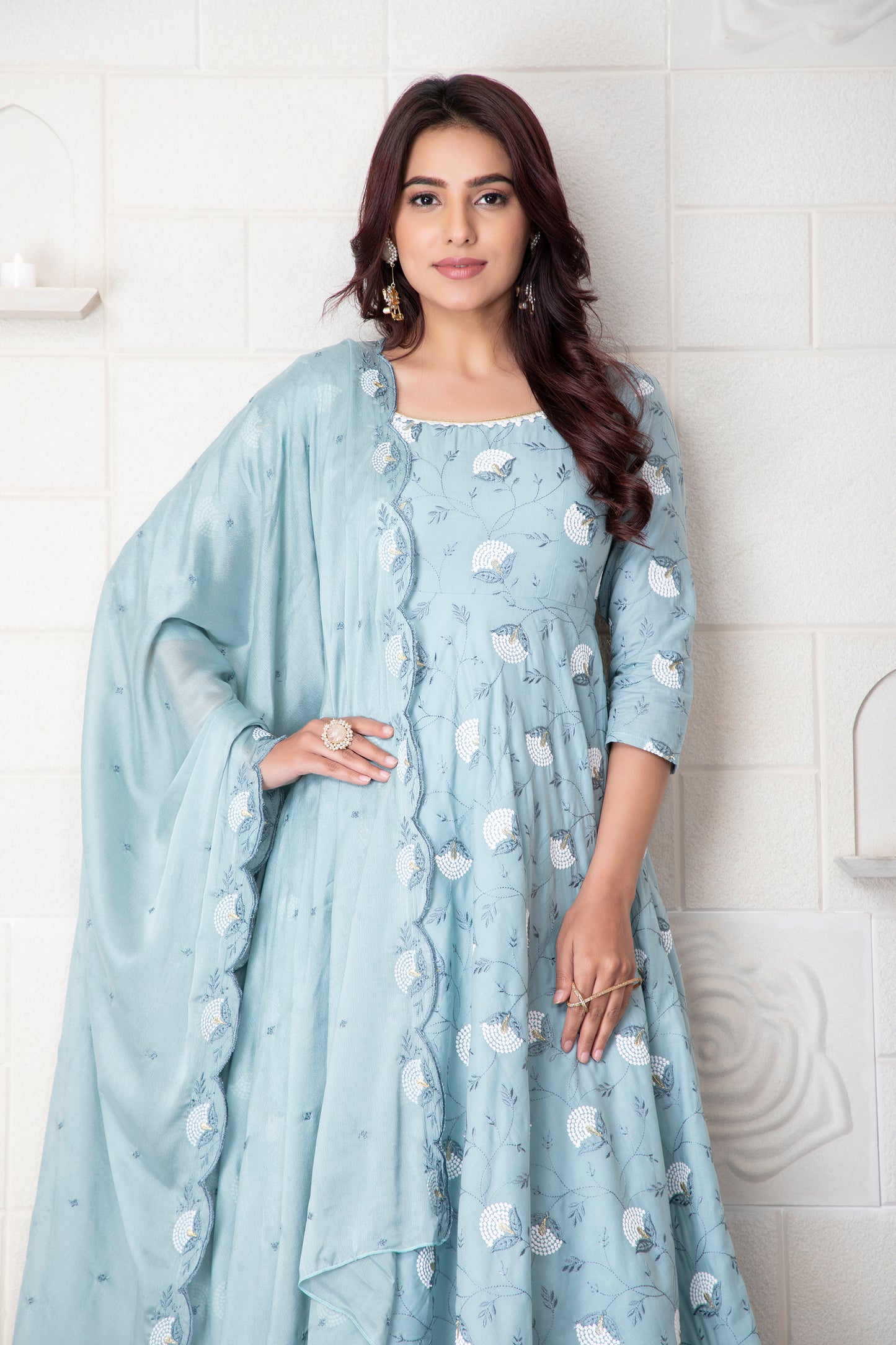 Pistachio Embroidered Kurta Set With Dupatta