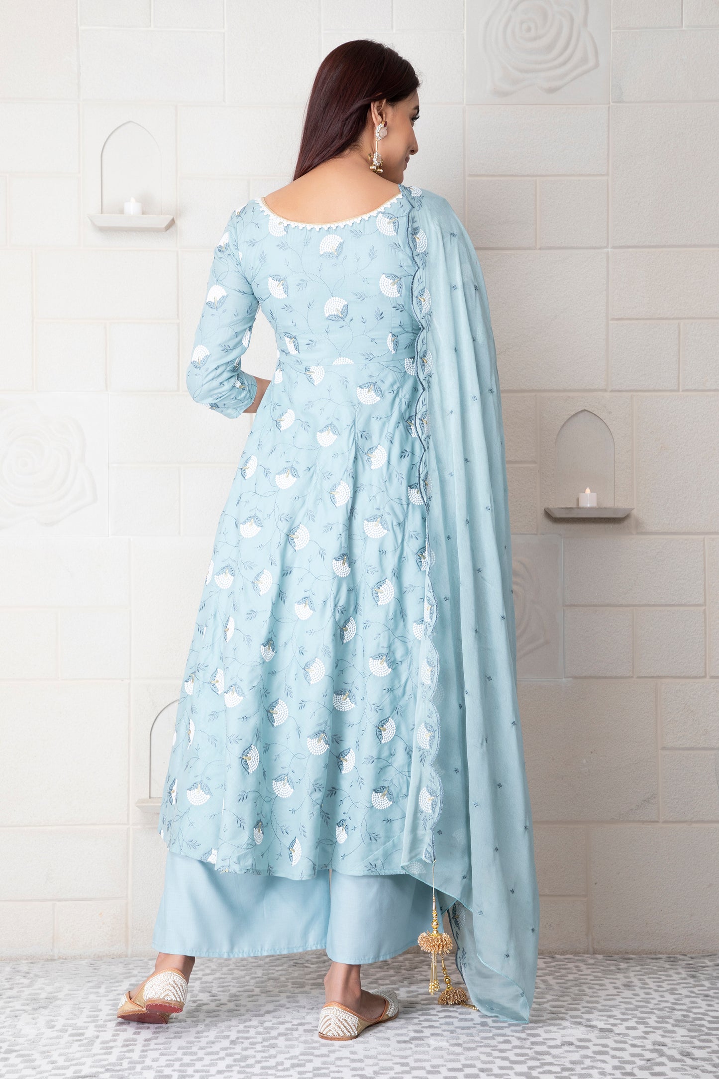 Pistachio Embroidered Kurta Set With Dupatta