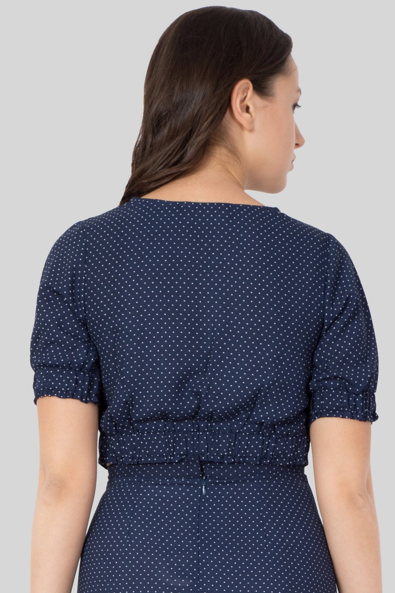Navy Polka Dot Crop Top