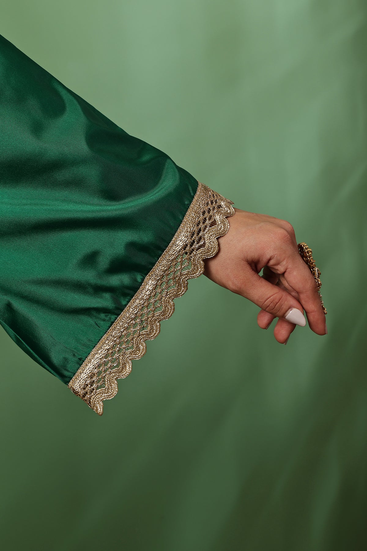 Dark Green And Red Gold Embroidered Farshi Salwar Suit Set