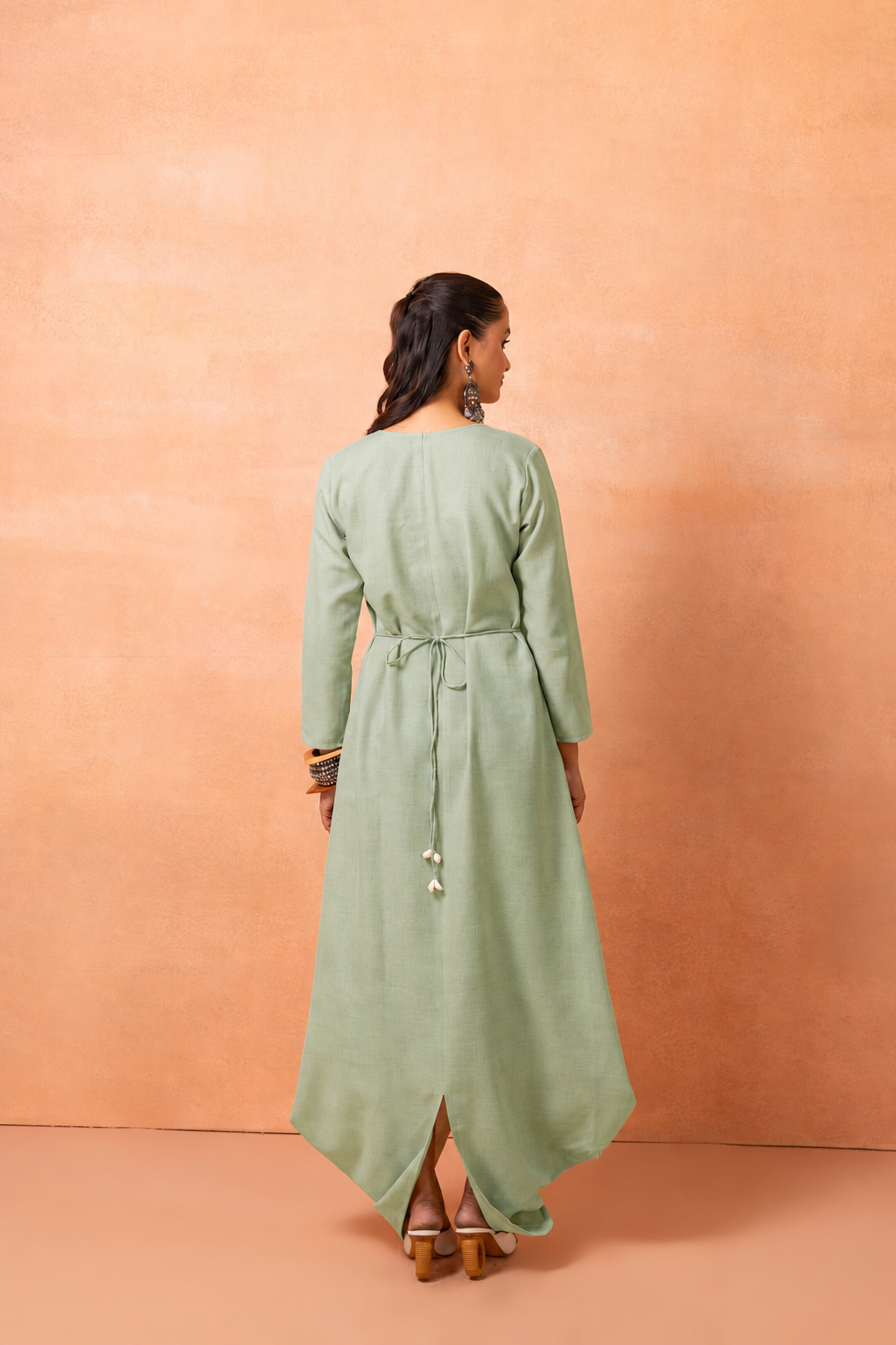 Tea Green Bohemian Long Jumpsuit Drape Dress