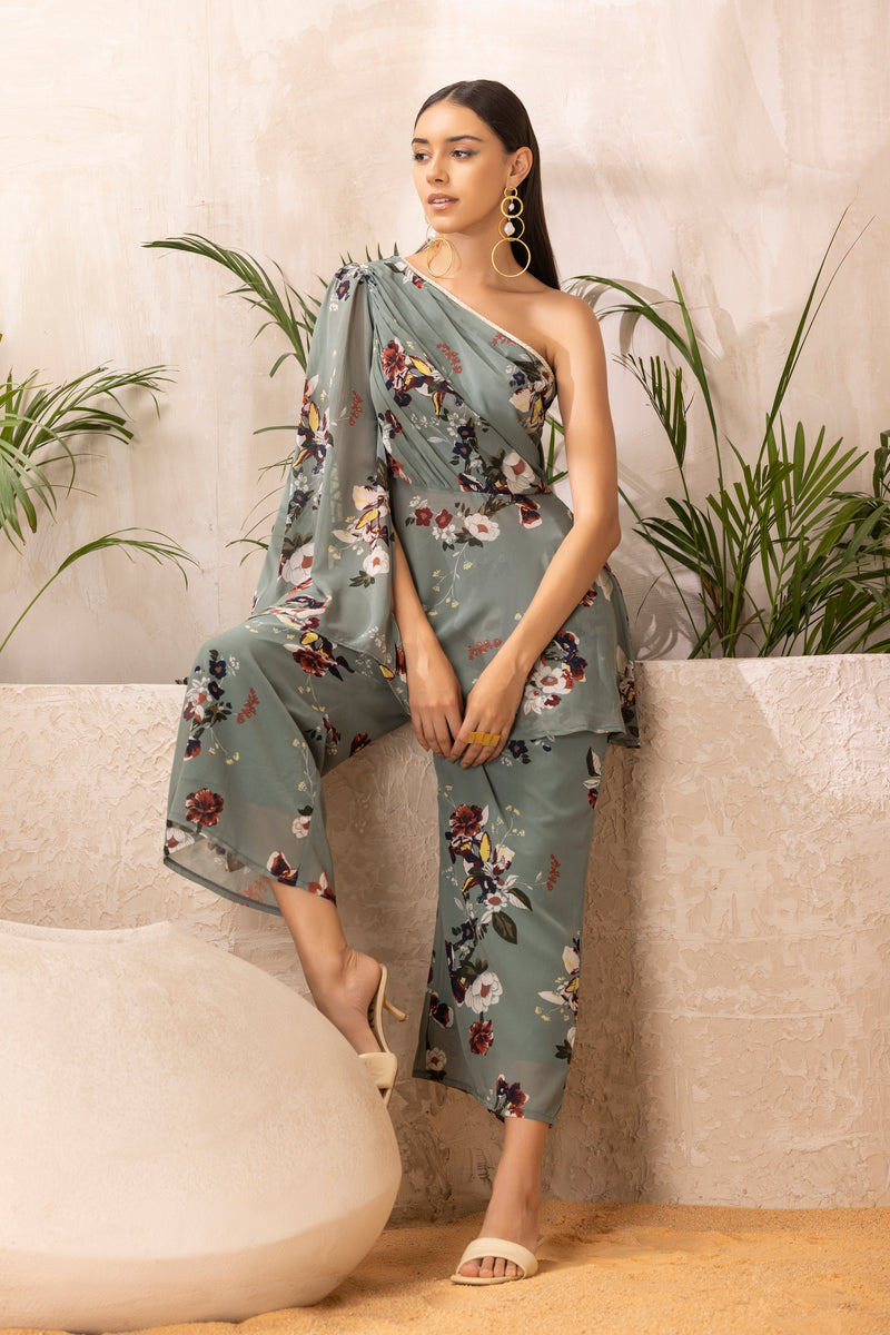 Floral Draped Sage Green Co-Ord Set