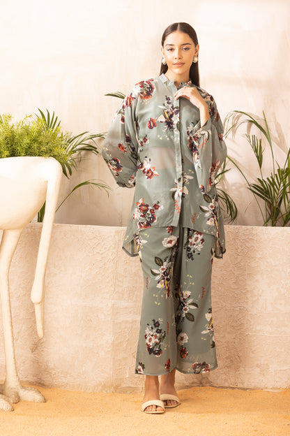 Sage Green FLORAL PRINTED CO-ORD SET