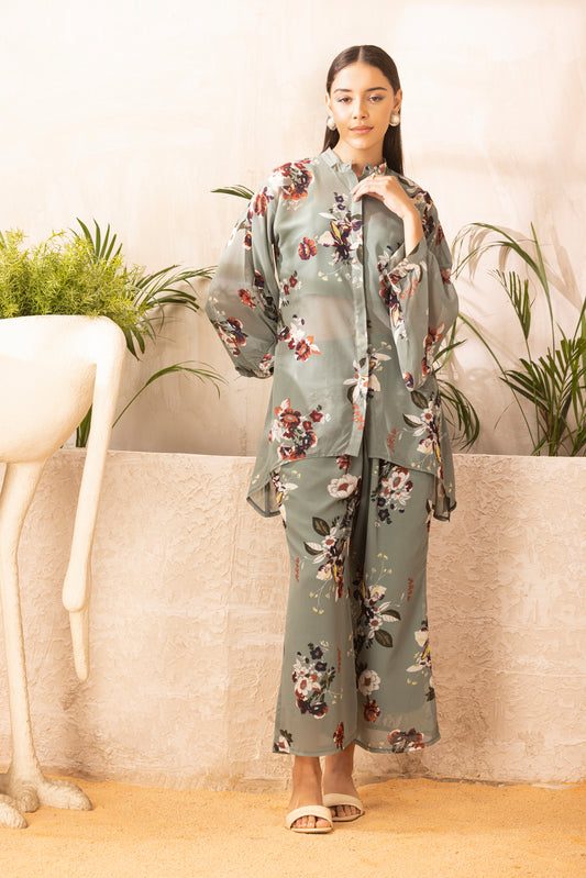 Sage Green FLORAL PRINTED CO-ORD SET