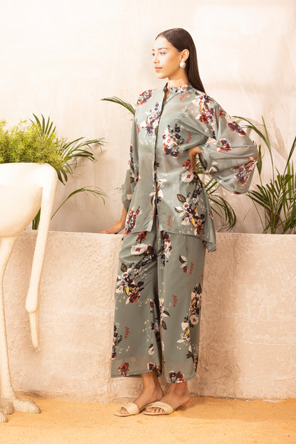 Sage Green FLORAL PRINTED CO-ORD SET