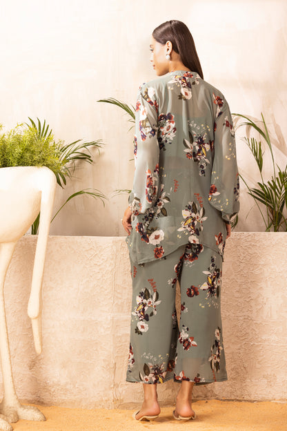 Sage Green FLORAL PRINTED CO-ORD SET