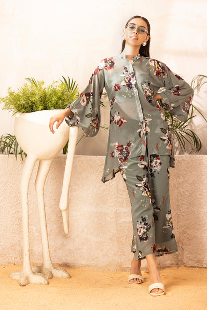 Sage Green FLORAL PRINTED CO-ORD SET