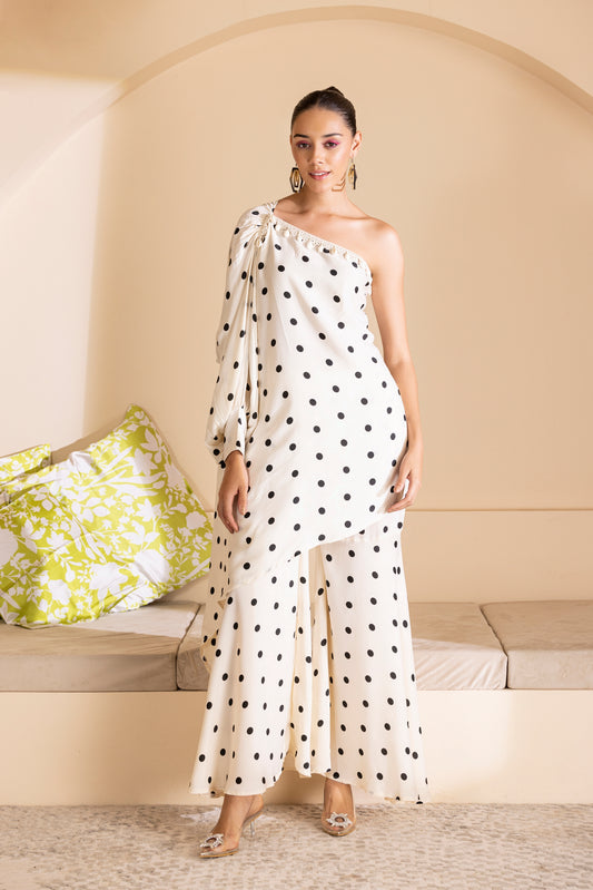 Cream Polka Dot Indie-Fusion Set