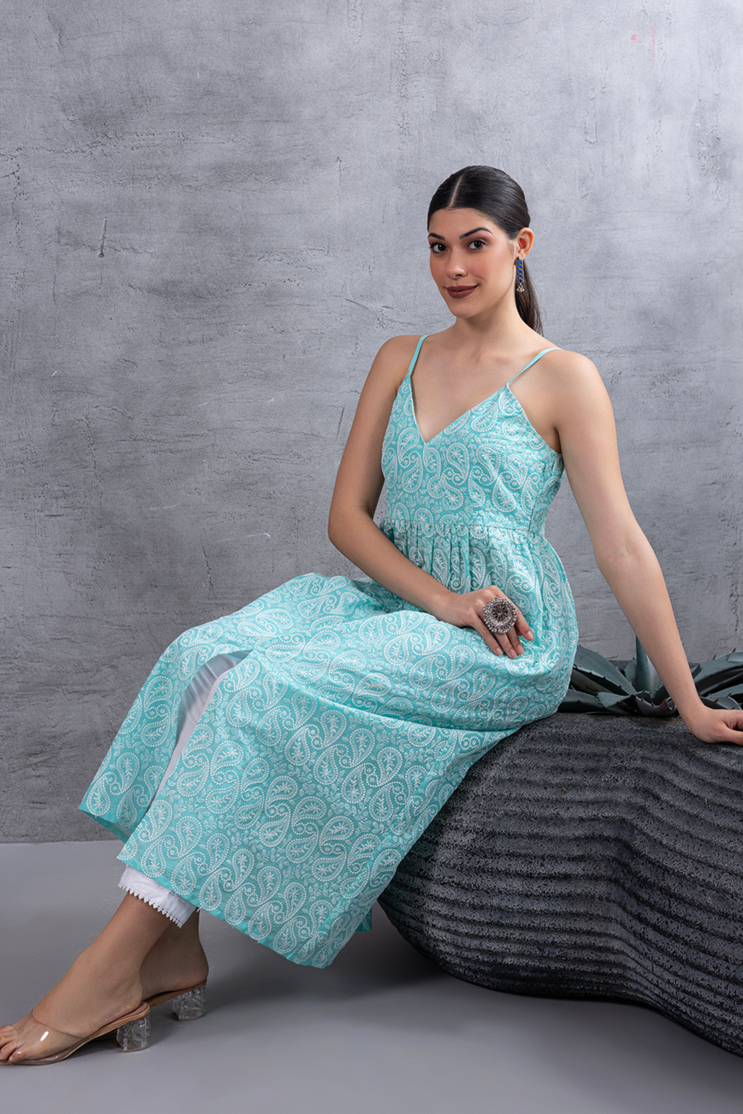 Baby Blue Chikankari Embroidered Kurta Set